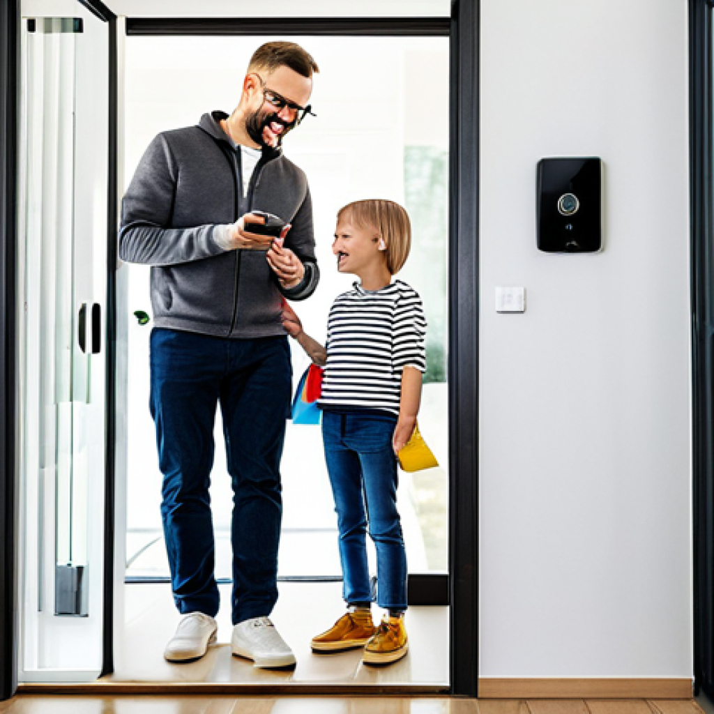 IoT 보안 프레임워크의 필수 요소 - Secure Smart Home Entrance**
"A modern Polish family standing in a secure, brightly lit entryway of...