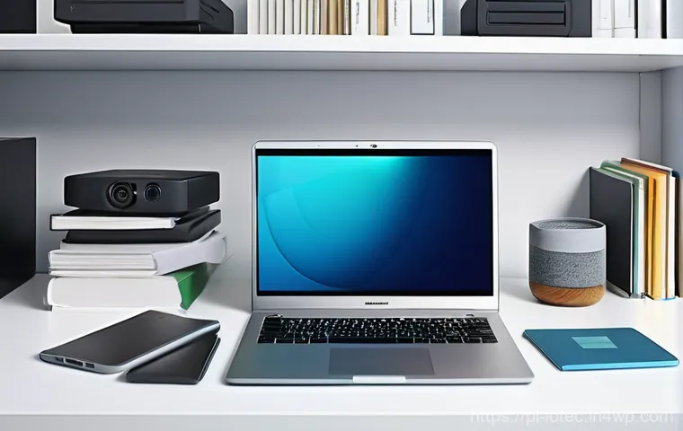 IoT 보안 프레임워크와 재난 복구 계획 - **Prompt:** An abstract, futuristic visualization of digital data protection. In the center, a lumin...