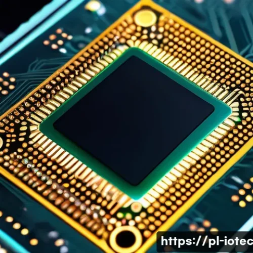 Home 11 IoT 보안 프레임워크와 패치 관리 전략 - A high-tech industrial IoT environment showcasing a close-up of a trusted platform module (TPM) chip...