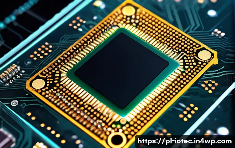 IoT 보안 프레임워크와 패치 관리 전략 - A high-tech industrial IoT environment showcasing a close-up of a trusted platform module (TPM) chip...